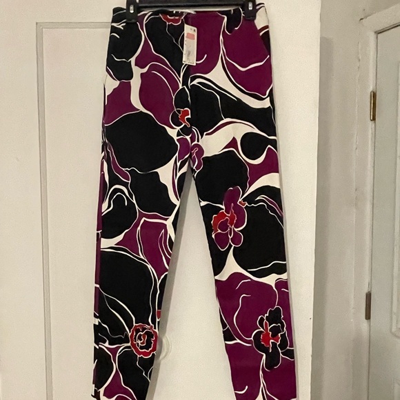 Trina Turk Purple and Black Floral Pants - Picture 1 of 2